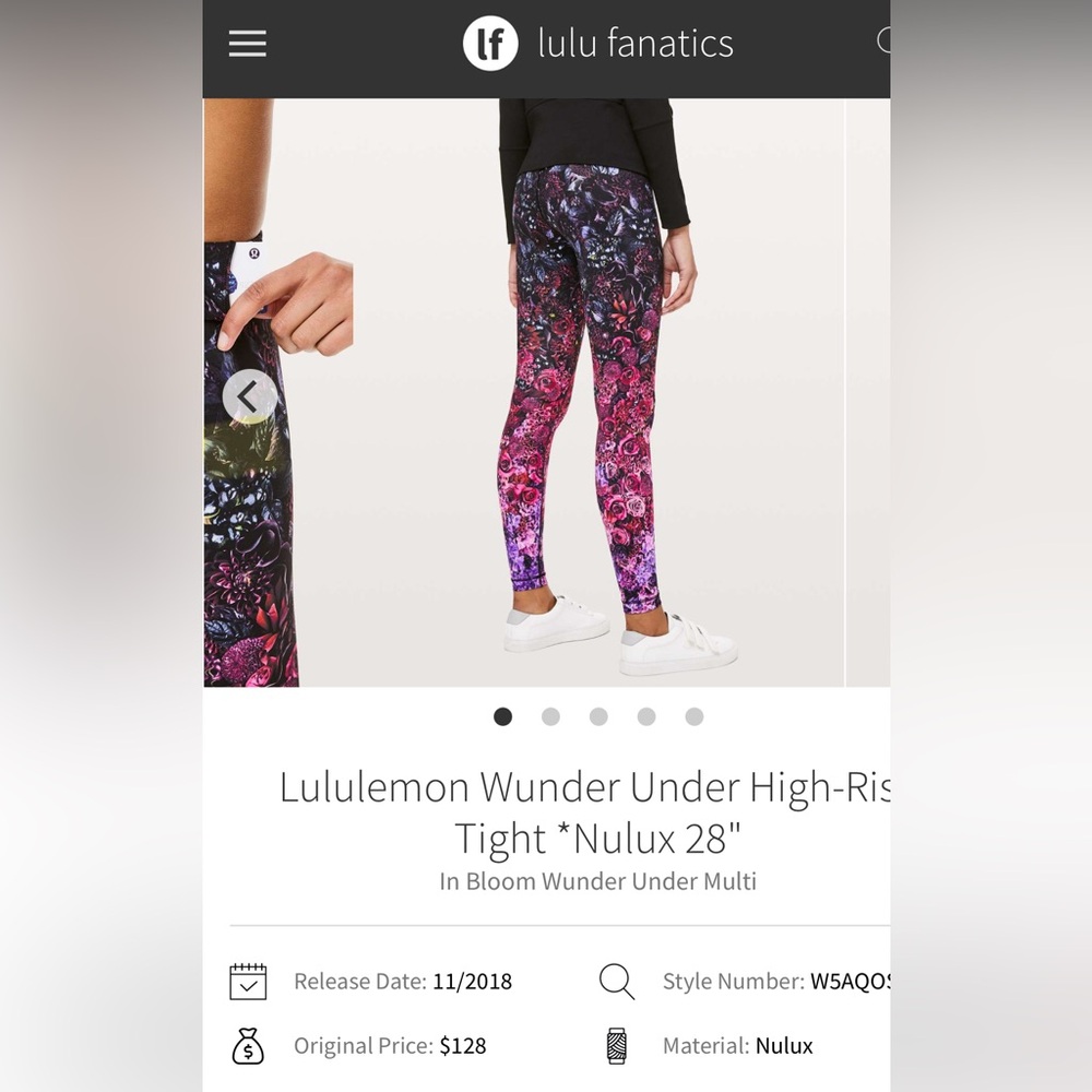 Size 8 Lululemon Wunder Under High-Rise Tight *Nulux 28" in “Bloom Wonder Multi”